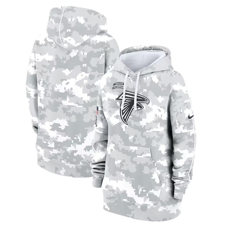 Women's Atlanta Falcons Nike Arctic Camo 2024 Salute To Service Club Fleece Pullover Hoodie - Ujersey Shop