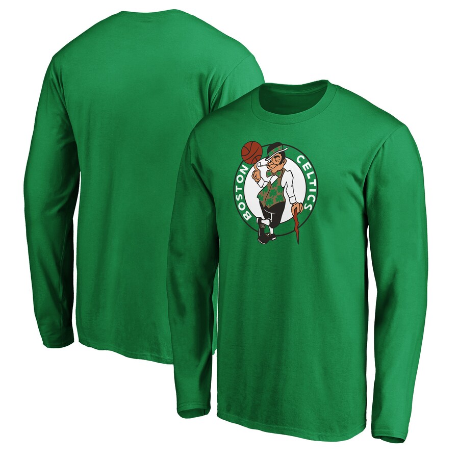 Men's Boston Celtics Kelly Green Primary Team Logo Long Sleeve T-Shirt - Ujersey Shop