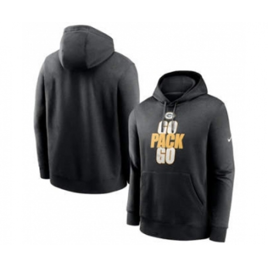 Men's Green Bay Packers Black Fan Gear Local Club Go Pack Go Pullover Hoodie - Ujersey Shop