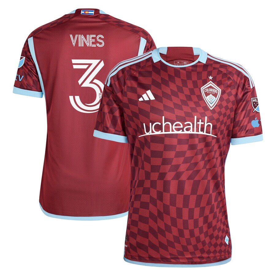 Men's Colorado Rapids Sam Vines adidas Burgundy 2024 One Flag Kit Authentic Player Jersey - Ujersey Shop