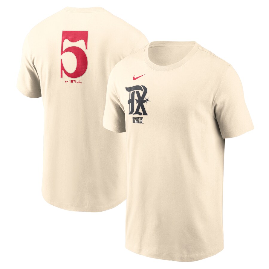 Men's Texas Rangers Corey Seager Nike Natural City Connect Fuse Name & Number T-Shirt - Ujersey Shop