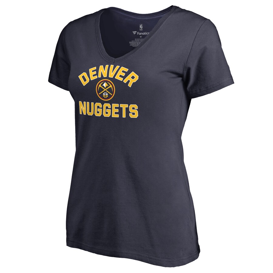 Women's Denver Nuggets Navy Overtime V-Neck T-Shirt - Ujersey Shop