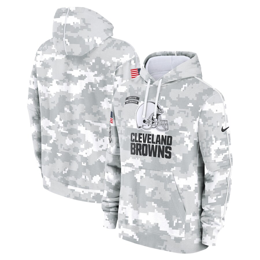 Men's Cleveland Browns Nike Arctic Camo 2024 Salute to Service Club Fleece Pullover Hoodie - Ujersey Shop
