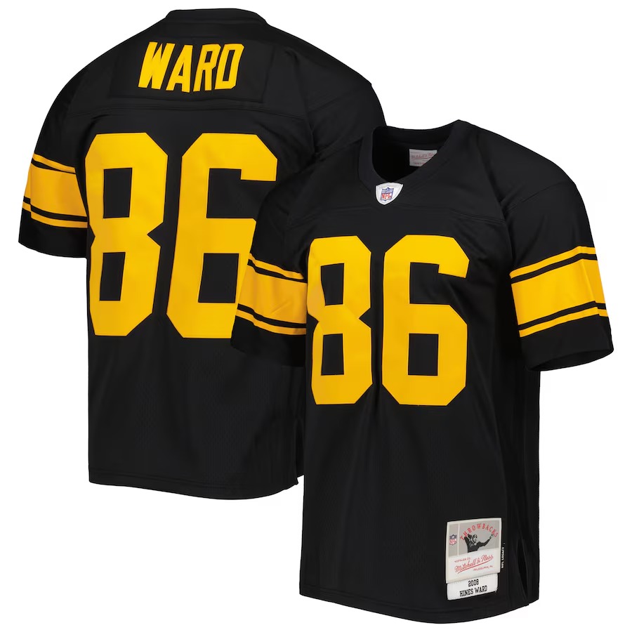 Men's Pittsburgh Steelers Hines Ward Mitchell & Ness Black Legacy Replica Jersey - Ujersey Shop