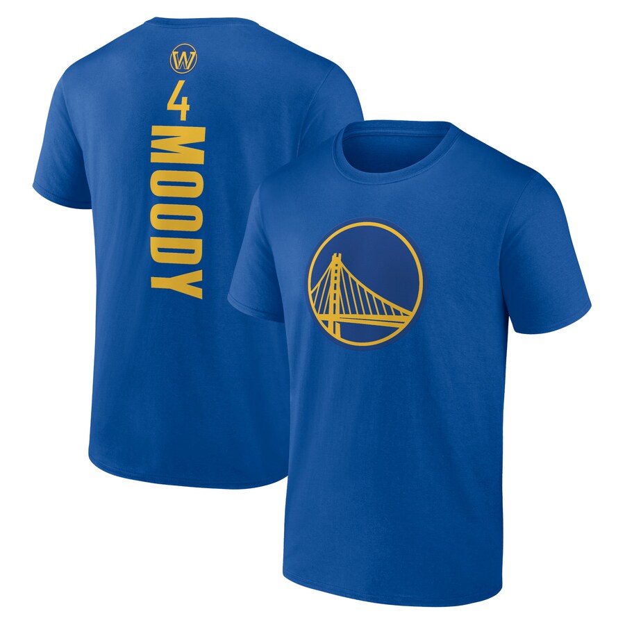 Men's Golden State Warriors Moses Moody Royal Playmaker Name & Number T-Shirt - Ujersey Shop