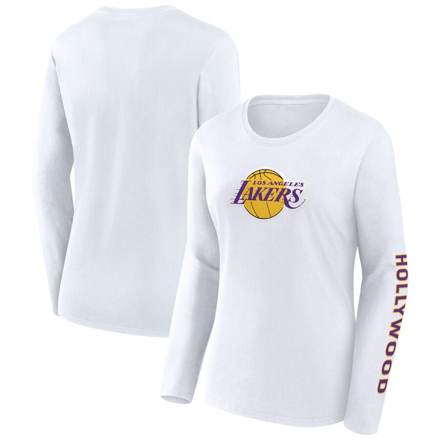 Women's Los Angeles Lakers Fanatics White Long Sleeve T-Shirt - Ujersey Shop