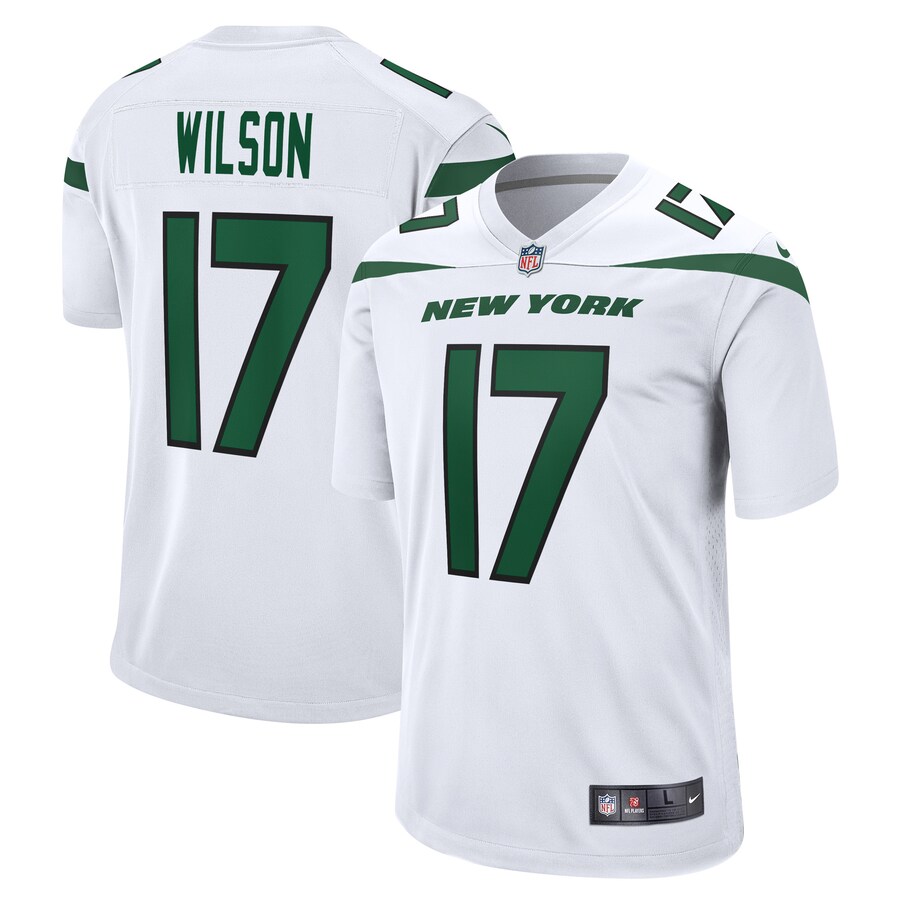 Men's New York Jets Garrett Wilson Nike White Game Player Jersey - Ujersey Shop