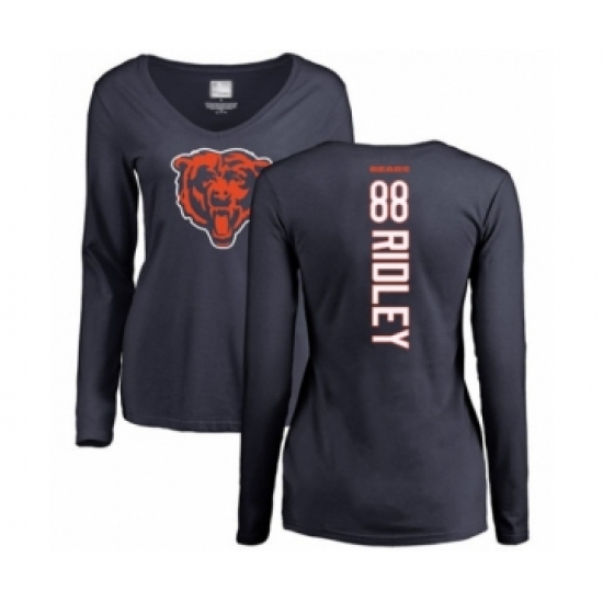 Football Women's Chicago Bears #88 Riley Ridley Navy Blue Backer Long Sleeve T-Shirt - Ujersey Shop