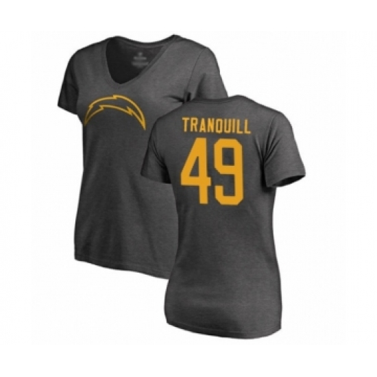 Football Women's Los Angeles Chargers #49 Drue Tranquill Ash One Color T-Shirt - Ujersey Shop