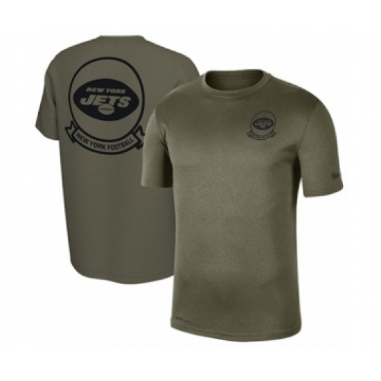 Football Men's New York Jets Olive 2019 Salute to Service Sideline Seal Legend Performance T-Shirt - Ujersey Shop