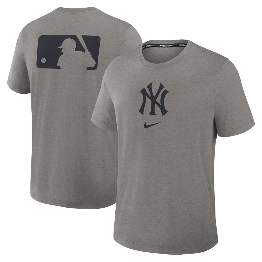 Men's New York Yankees Nike Heather Charcoal Authentic Collection Early Work Tri-Blend Performance T-Shirt - Ujersey Shop