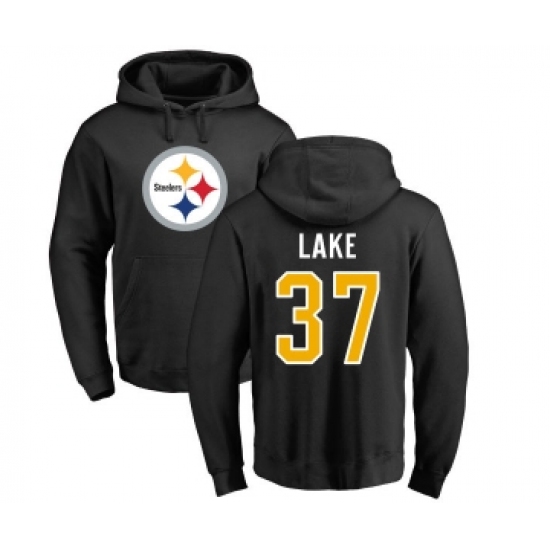 Football Pittsburgh Steelers #37 Carnell Lake Black Name & Number Logo Pullover Hoodie - Ujersey Shop