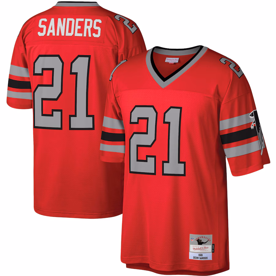 Men's Atlanta Falcons Deion Sanders Mitchell & Ness Red Legacy Replica Jersey - Ujersey Shop