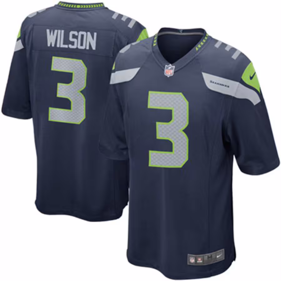 Youth Seattle Seahawks Russell Wilson Nike College Navy Team Color Game Jersey - Ujersey Shop