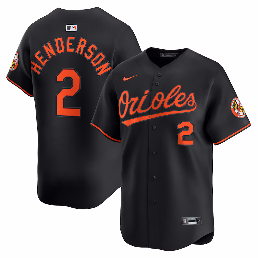 Men's Baltimore Orioles Gunnar Henderson Nike Black Alternate Limited Player Jersey - Ujersey Shop