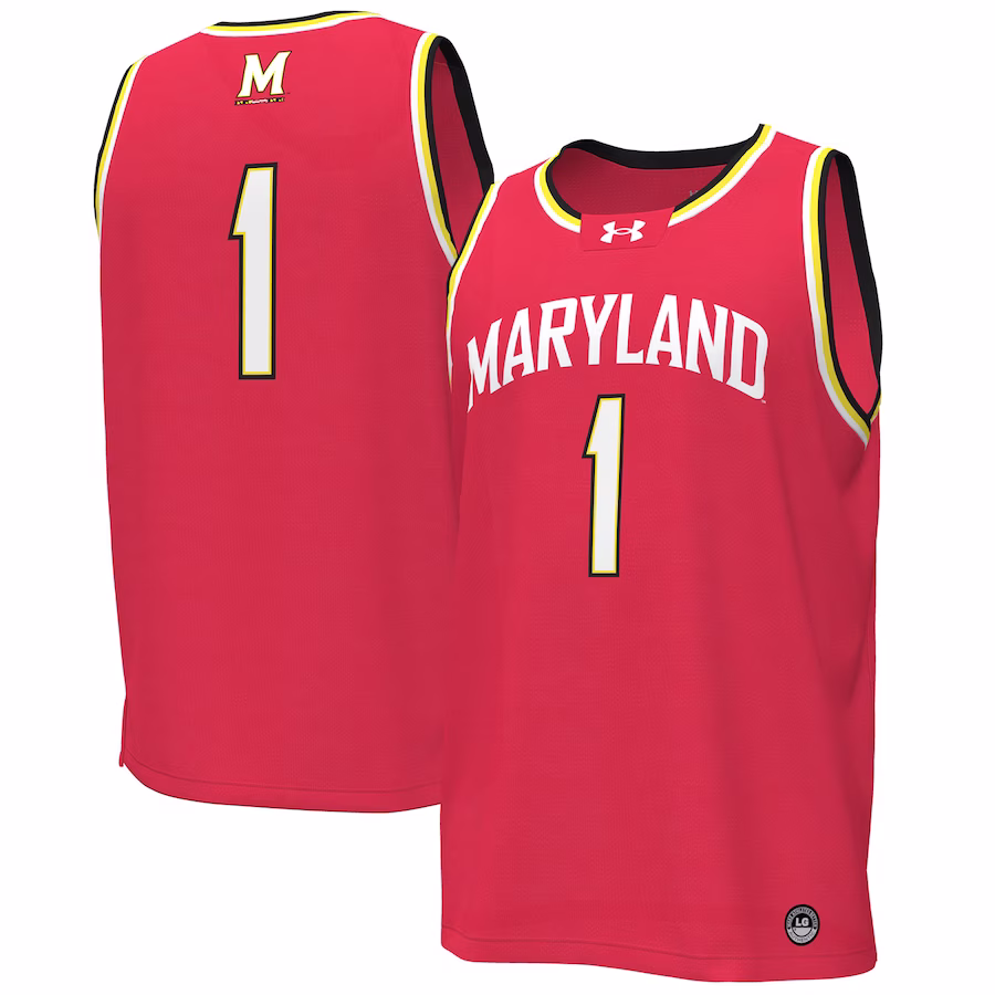 #1 Maryland Terrapins Under Armour Replica Basketball Jersey - Red - Ujersey Shop
