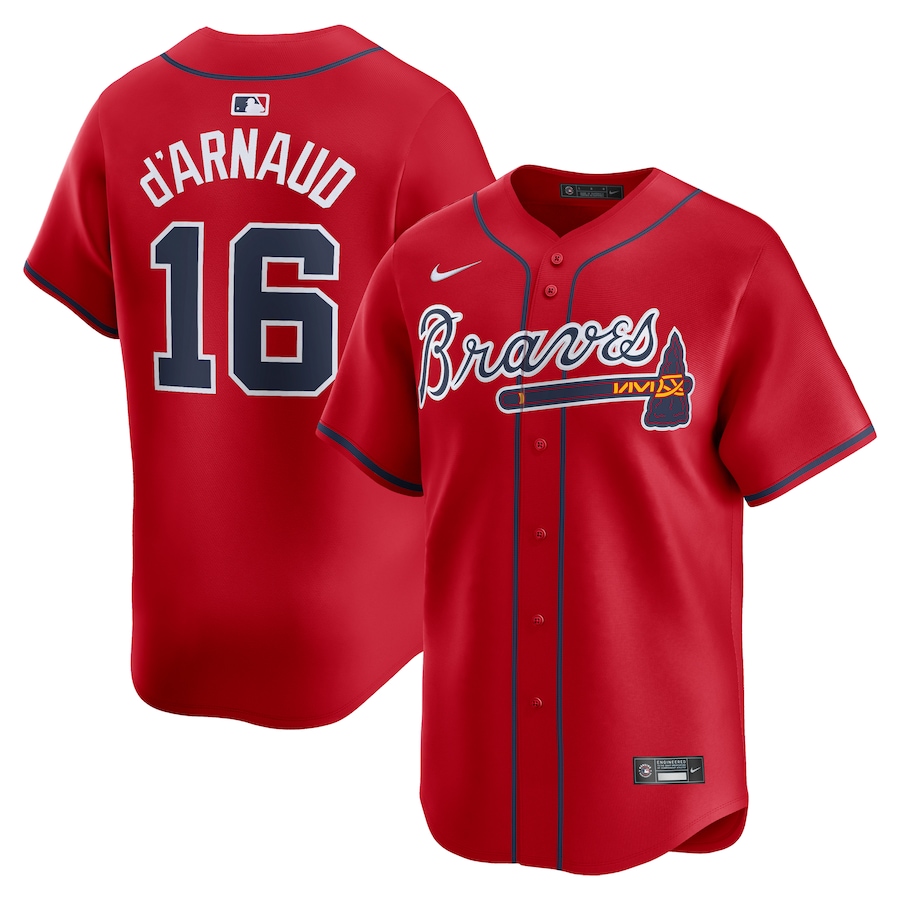 Men's Atlanta Braves Travis d'Arnaud Nike Red Limited Jersey - Ujersey Shop