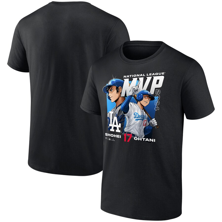 Men's Los Angeles Dodgers Shohei Ohtani Black 2024 National League MVP Fanatics Exclusive Anime T-Shirt - Ujersey Shop