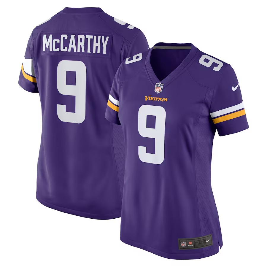 Women's Minnesota Vikings J.J. McCarthy Nike Purple 2024 NFL Draft First Round Pick Player Game Jersey - Ujersey Shop