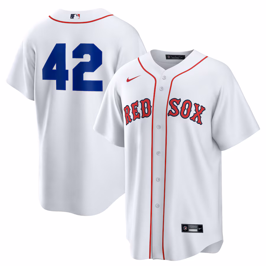Men's Boston Red Sox Nike White Home 2025 Jackie Robinson Day Replica Jersey - Ujersey Shop