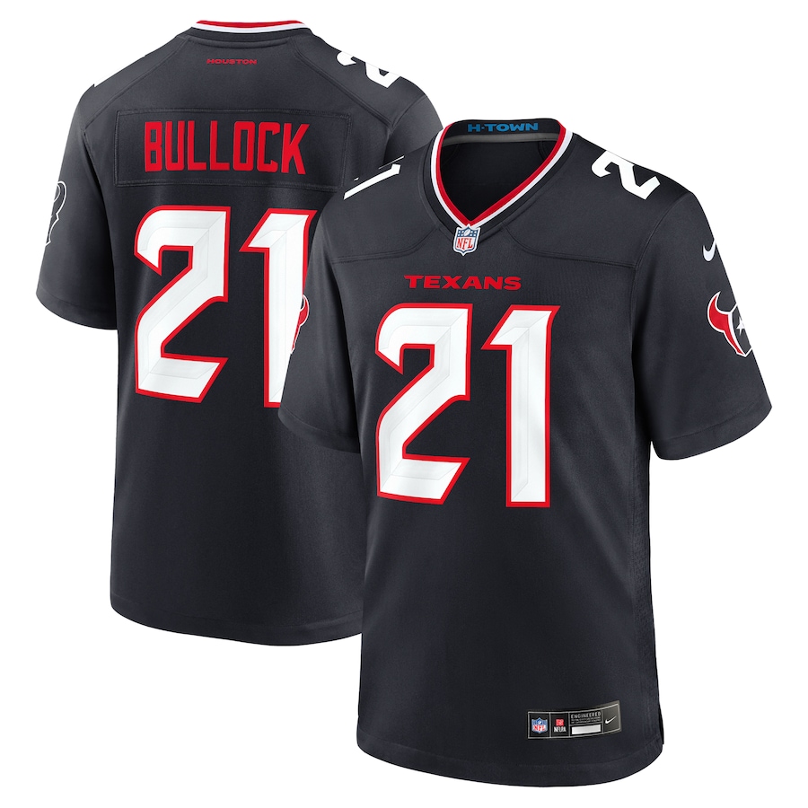 Men's Houston Texans Calen Bullock Nike Navy Team Game Jersey - Ujersey Shop