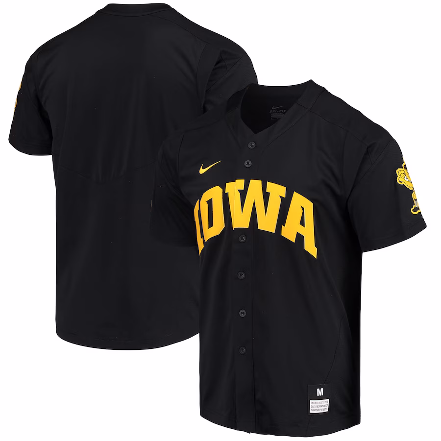 Iowa Hawkeyes Nike Replica Vapor Elite Full-Button Baseball Jersey - Black - Ujersey Shop