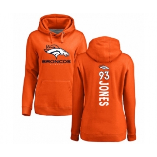Football Women's Denver Broncos #93 Dre'Mont Jones Orange Backer Pullover Hoodie - Ujersey Shop