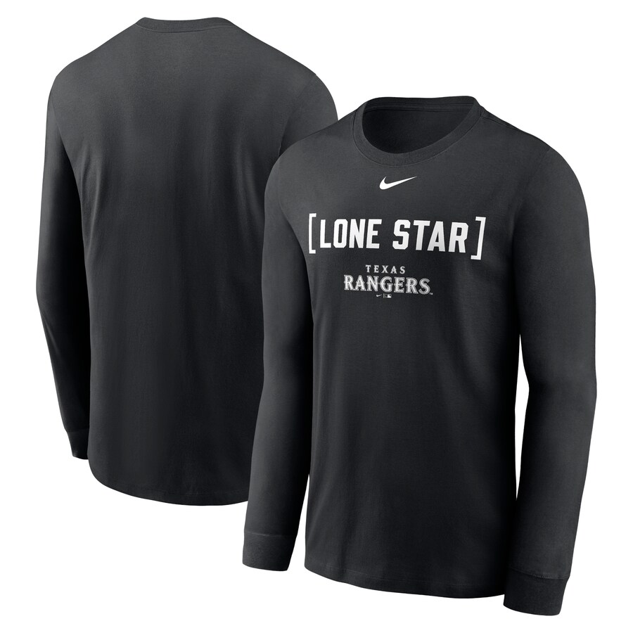 Men's Texas Rangers Nike Black Local Nickname Long Sleeve T-Shirt - Ujersey Shop
