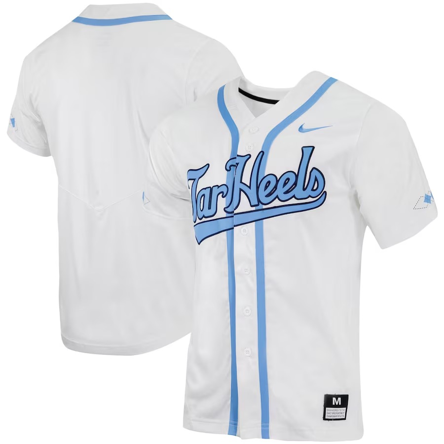 Men's Nike White North Carolina Tar Heels Replica Full-Button Baseball Jersey - Ujersey Shop