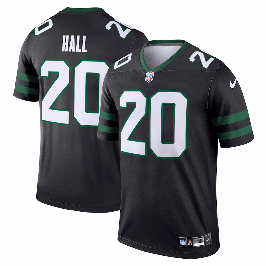 Men's New York Jets Breece Hall Nike Legacy Black Alternate Legend Jersey - Ujersey Shop
