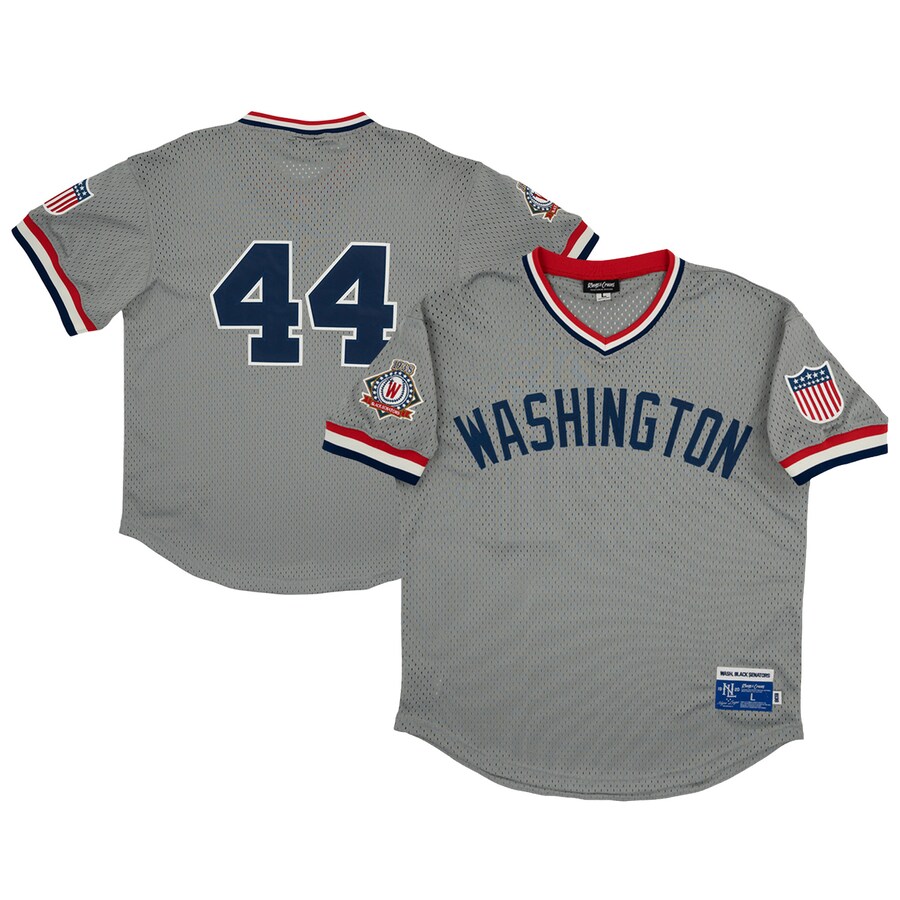Men's Washington Black Senators #44 Rings & Crwns Gray Mesh Replica V-Neck Jersey - Ujersey Shop