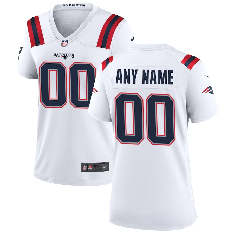 Women's Nike New England Patriots White Custom Game Jersey - Ujersey Shop