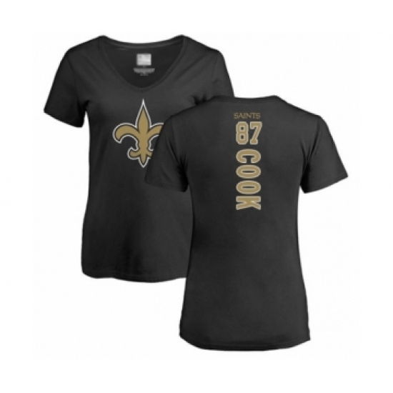 Football Women's New Orleans Saints #87 Jared Cook Black Backer Slim Fit T-Shirt - Ujersey Shop