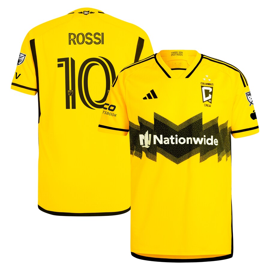 Men's Columbus Crew Diego Rossi adidas Yellow 2024 The Home Kit Authentic Player Jersey - Ujersey Shop