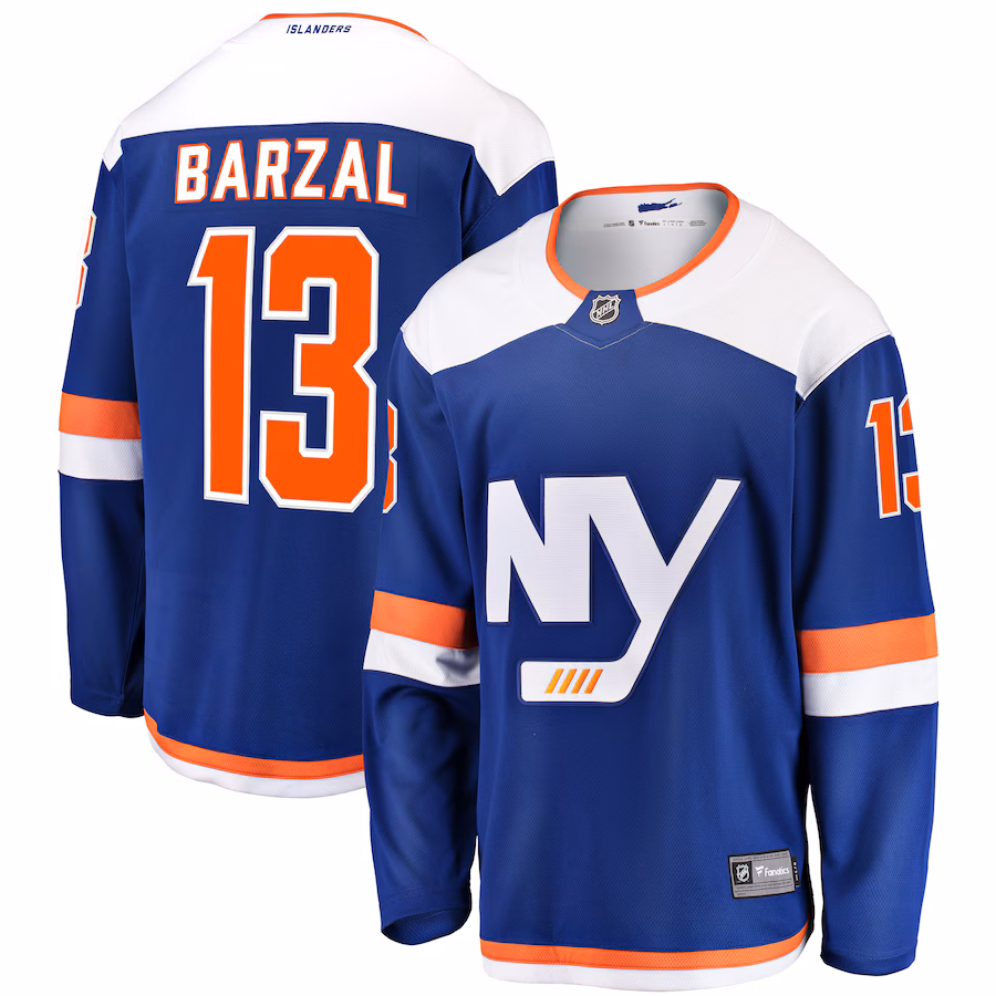 Men's New York Islanders Mathew Barzal Fanatics Blue Alternate Breakaway Jersey - Ujersey Shop