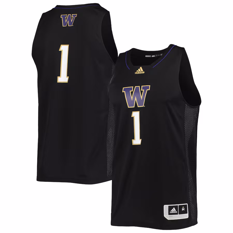 Men's adidas #1 Black Washington Huskies Swingman Basketball Jersey - Ujersey Shop