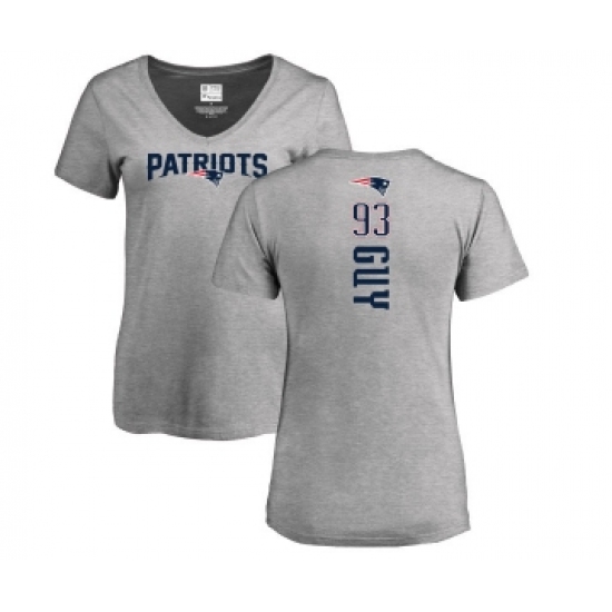 Football Women's New England Patriots #93 Lawrence Guy Ash Backer V-Neck T-Shirt - Ujersey Shop
