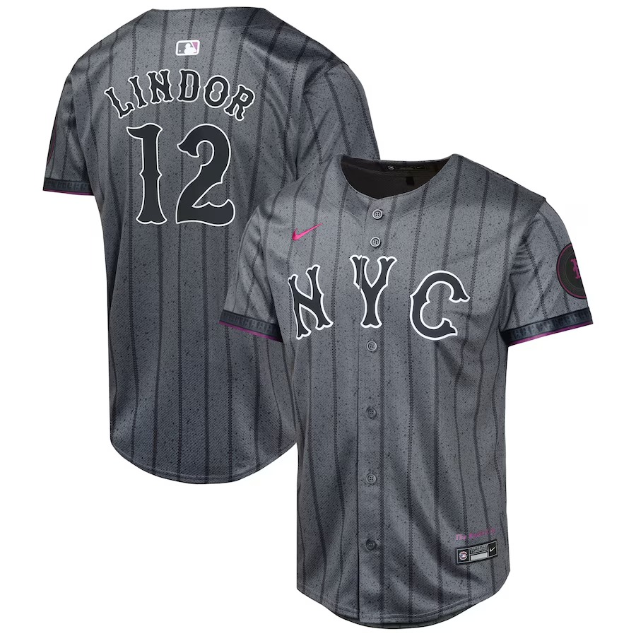 Youth New York Mets Francisco Lindor Nike Graphite 2024 City Connect Limited Player Jersey - Ujersey Shop