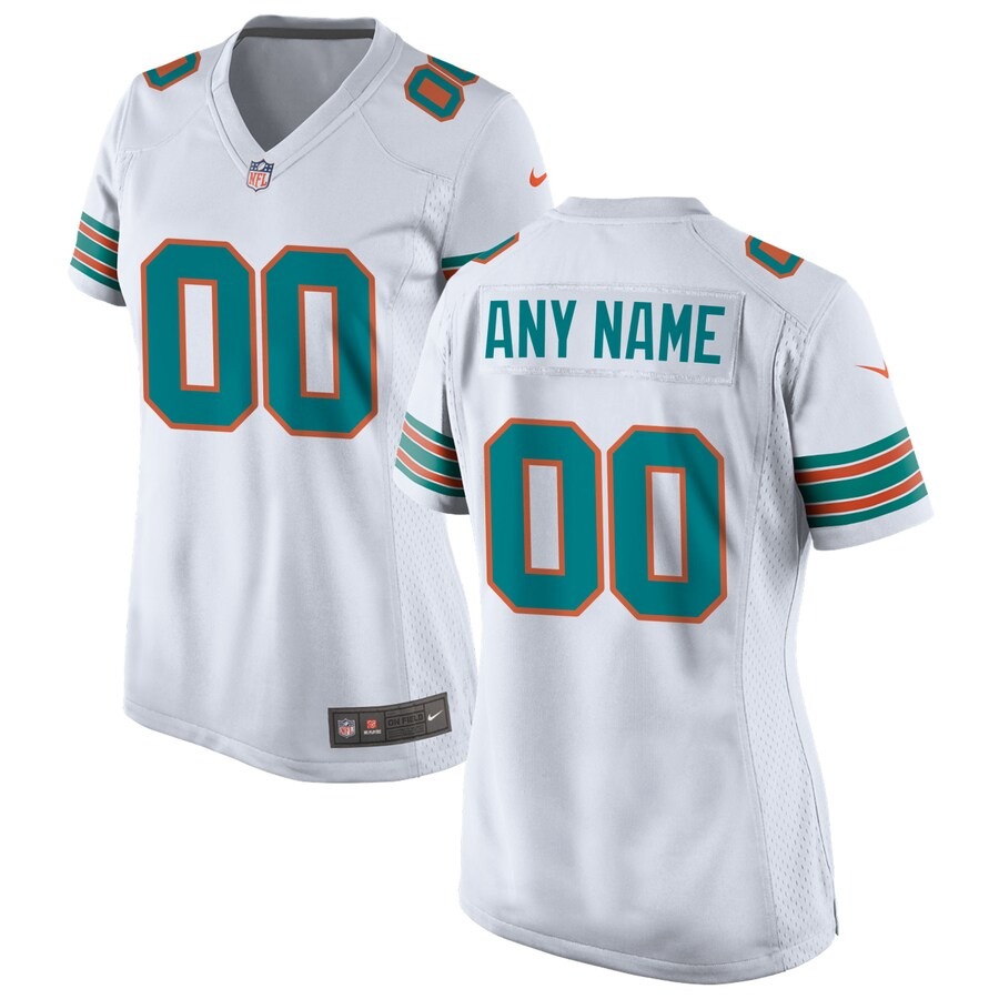 Women's Miami Dolphins Nike White Alternate Custom Game Jersey - Ujersey Shop