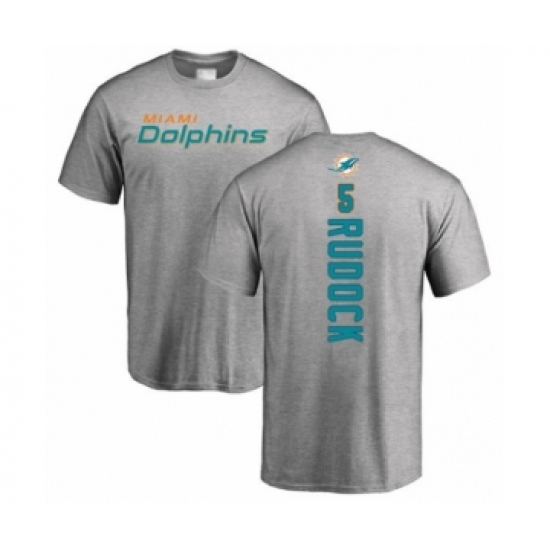 Football Miami Dolphins #5 Jake Rudock Ash Backer T-Shirt - Ujersey Shop