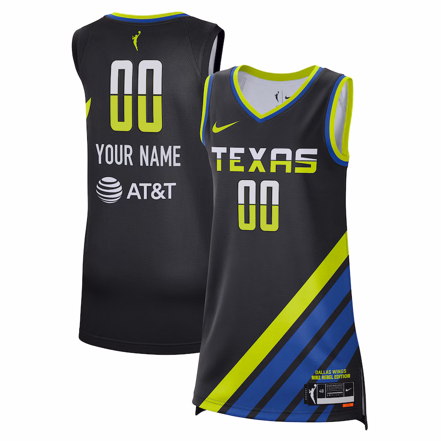 Unisex Dallas Wings  Nike Black Rebel Edition Custom Jersey - Ujersey Shop