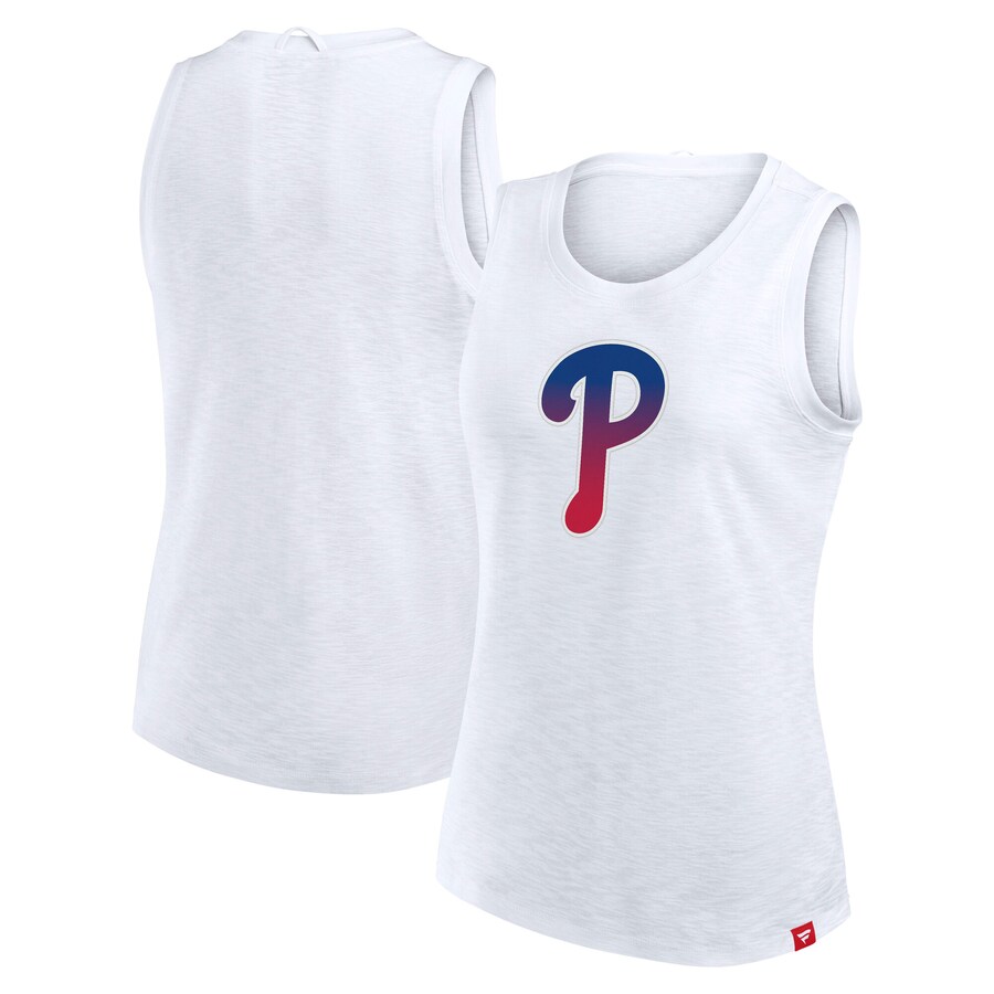 Women's Philadelphia Phillies Fanatics White Activate Slub Tank Top - Ujersey Shop