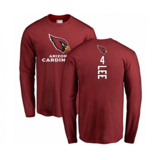 Football Arizona Cardinals #4 Andy Lee Maroon Backer Long Sleeve T-Shirt - Ujersey Shop