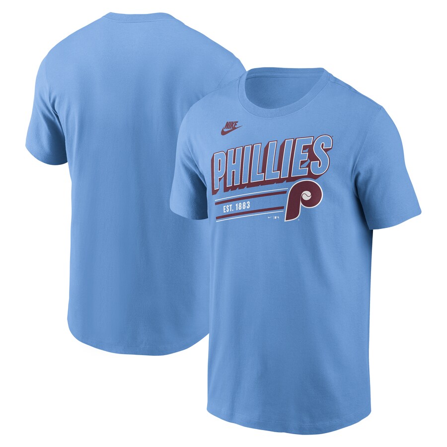 Men's Philadelphia Phillies Nike Light Blue Cooperstown Collection Retro T-Shirt - Ujersey Shop