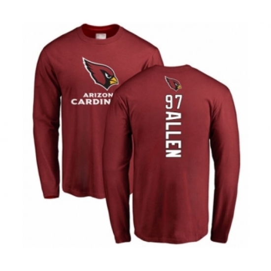 Football Arizona Cardinals #97 Zach Allen Maroon Backer Long Sleeve T-Shirt - Ujersey Shop