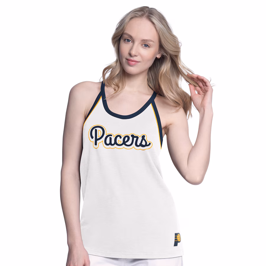 Women's Indiana Pacers G-III 4Her by Carl Banks White Curveball Racerback Tank Top - Ujersey Shop
