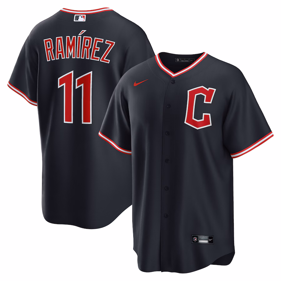 Men's Cleveland Guardians José Ramírez Nike Navy Alternate 2.0 Replica Jersey - Ujersey Shop