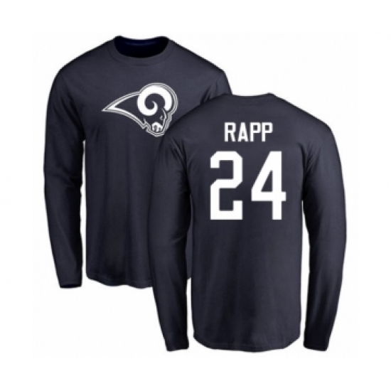 Football Los Angeles Rams #24 Taylor Rapp Navy Blue Name & Number Logo Long Sleeve T-Shirt - Ujersey Shop