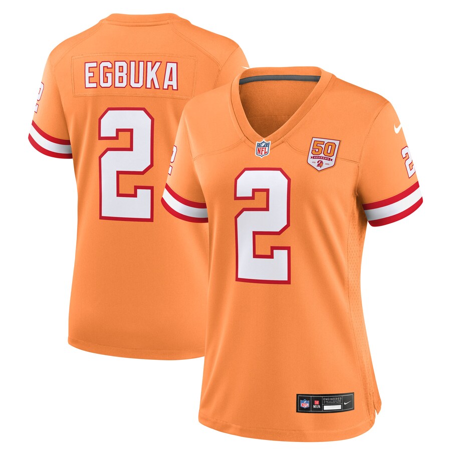 Women's Tampa Bay Buccaneers Emeka Egbuka Nike Creamsicle Alternate 2 50th Season Game Jersey - Ujersey Shop