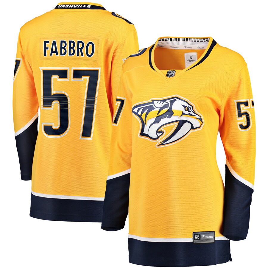 Women's Nashville Predators Dante Fabbro Fanatics Branded Gold Home Breakaway Player Jersey - Ujersey Shop
